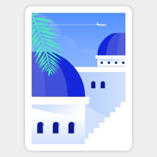 Boho travel art. Santorini, Greece #1 Sticker